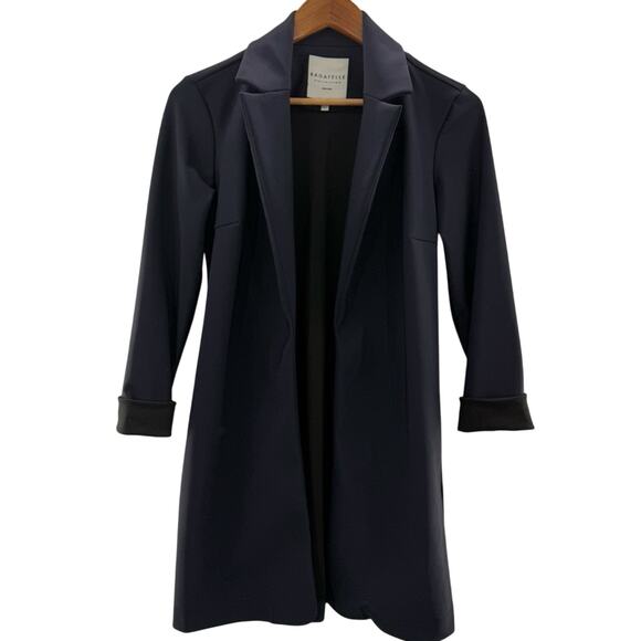 Bagatelle Collection Open Front Topper Jacket Deep Eggplant Longline Blazer XS - Picture 4 of 13